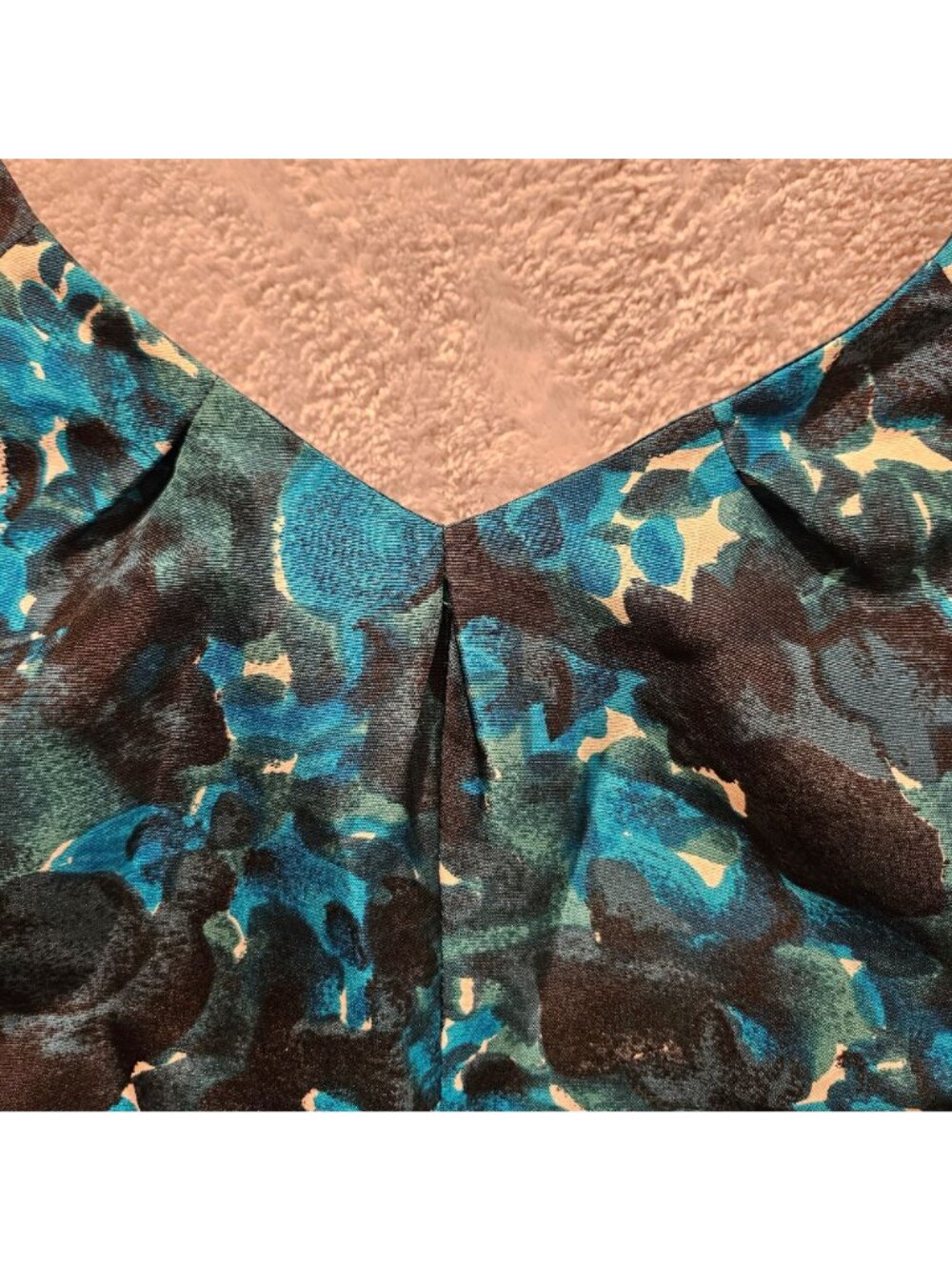 J. Crew 100% Silk Dress Womens 6 Blue Black White Abstract Print Pleated Pockets - Picture 9 of 13